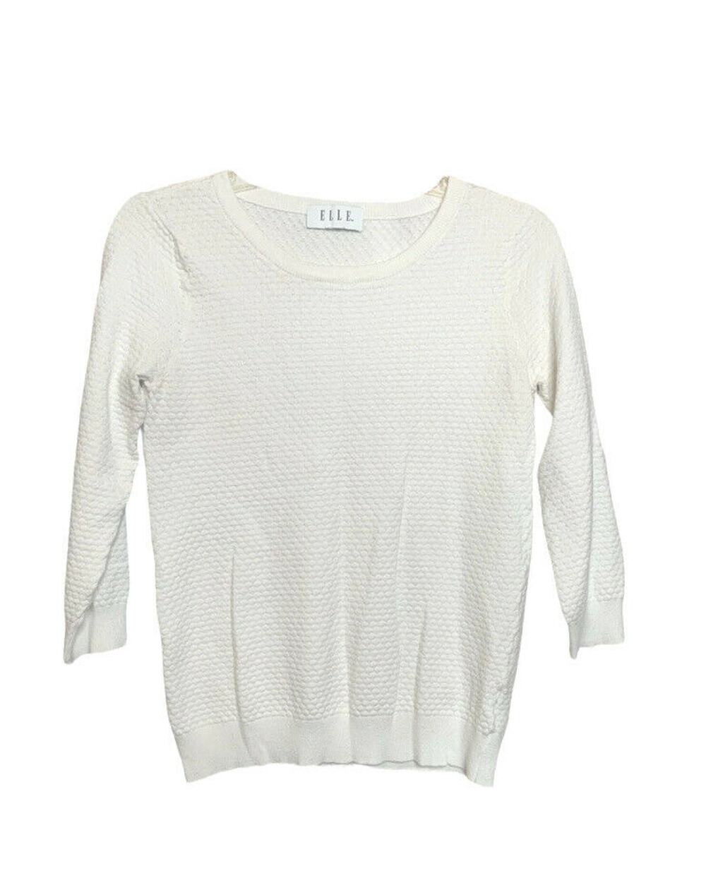 Elle Women ivory knit blouse sweater Sz Small  scoop neck pullover